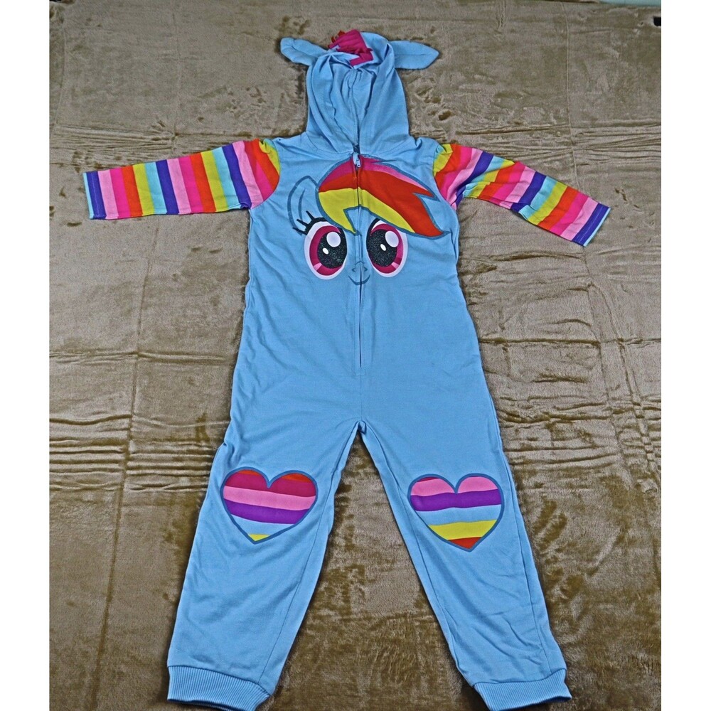 My Little Pony Rainbow Dash Costume Coverall Kids Size 4T Blue Rainbow Zippered